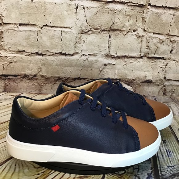 Marc Joseph Other - Marc Joseph Youth Blue and Tan Leather Low Top Lace Up Dress Casual Sneakers 6